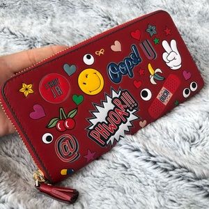 Anya Hindmarch all over stickers red long wallet